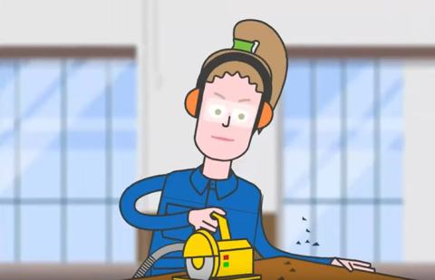 cartoon man met gereedschap