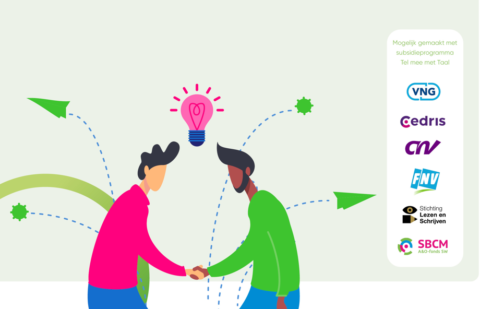 cartoon: twee personen geven elkaar een hand